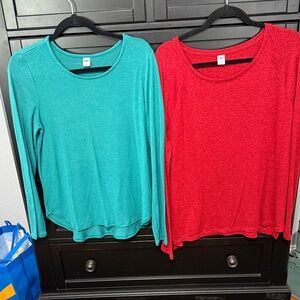 Lot of Two—Old Navy Women's Crew Neck Sweaters - Teal and Red